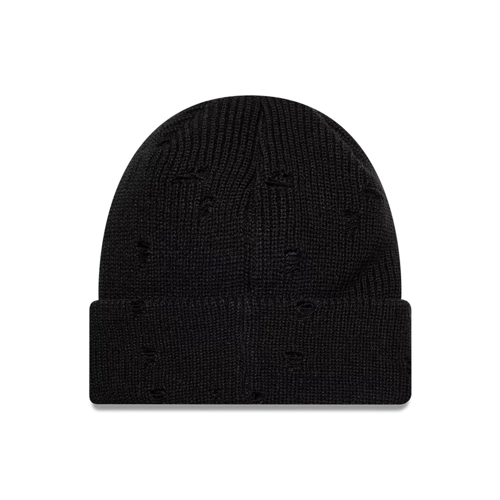 New Era Distressed Black Cuff Knit Beanie Hat