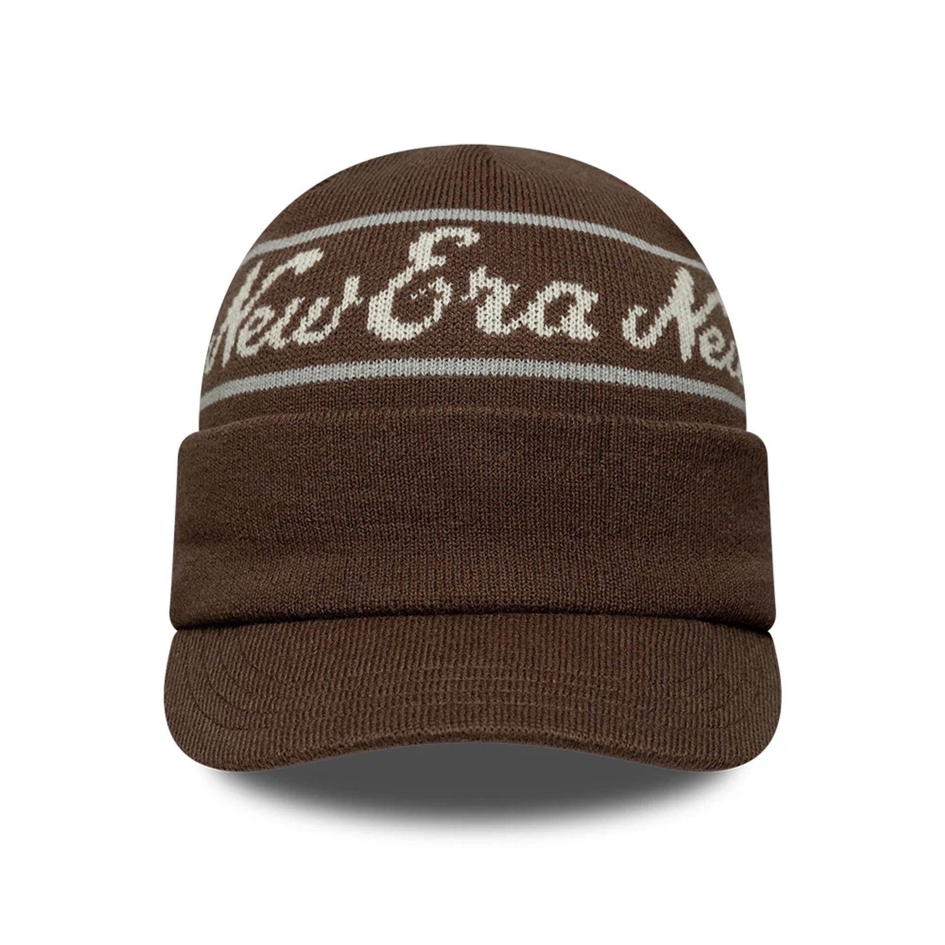 New Era Dark Brown Visor Knit Beanie Hat