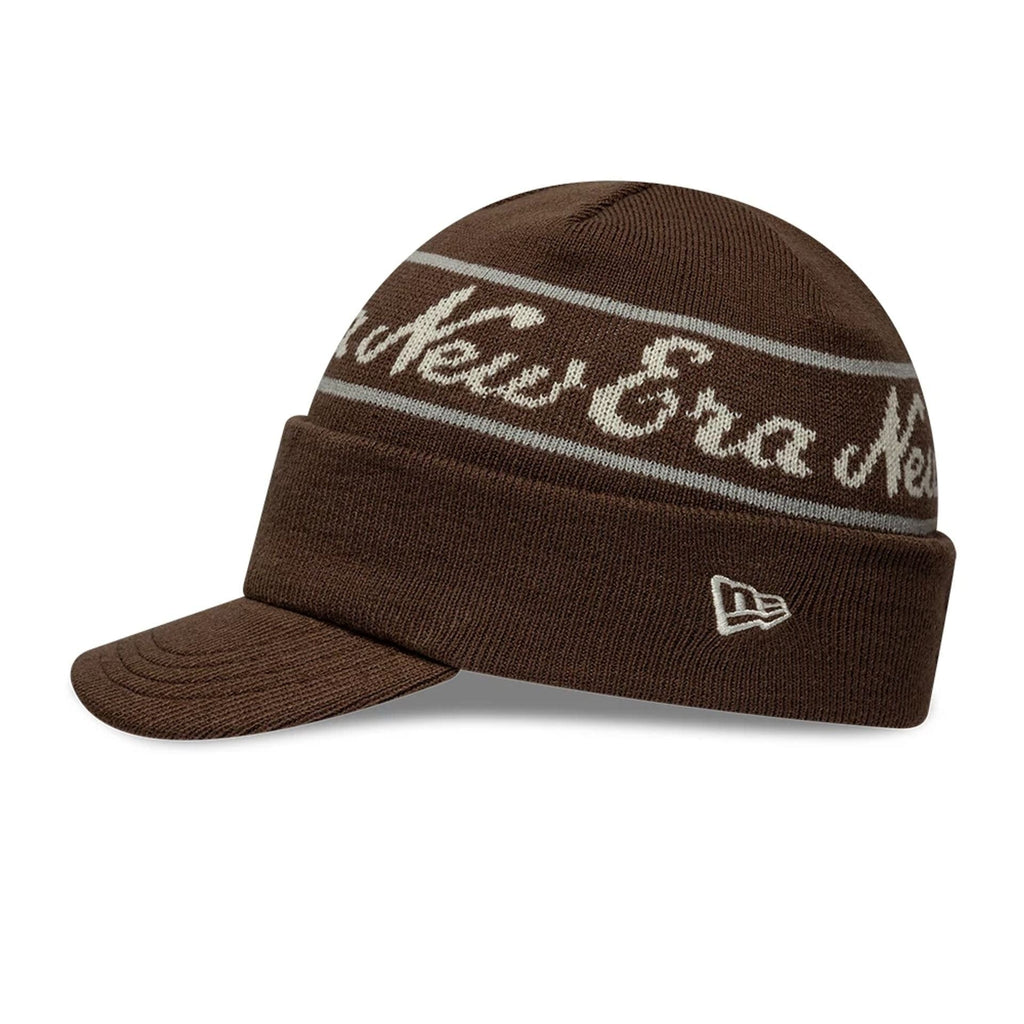 New Era Dark Brown Visor Knit Beanie Hat