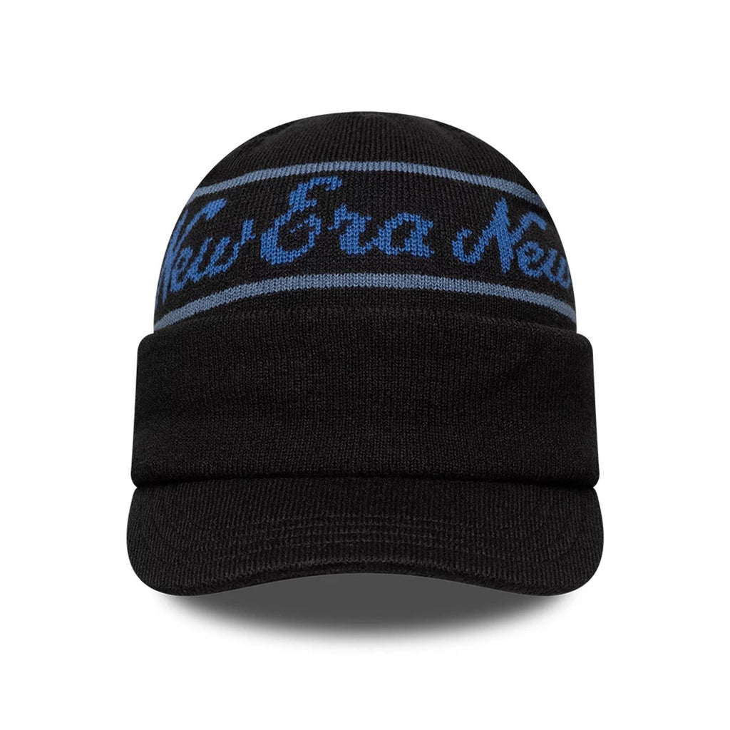New Era Black Visor Knit Beanie Hat