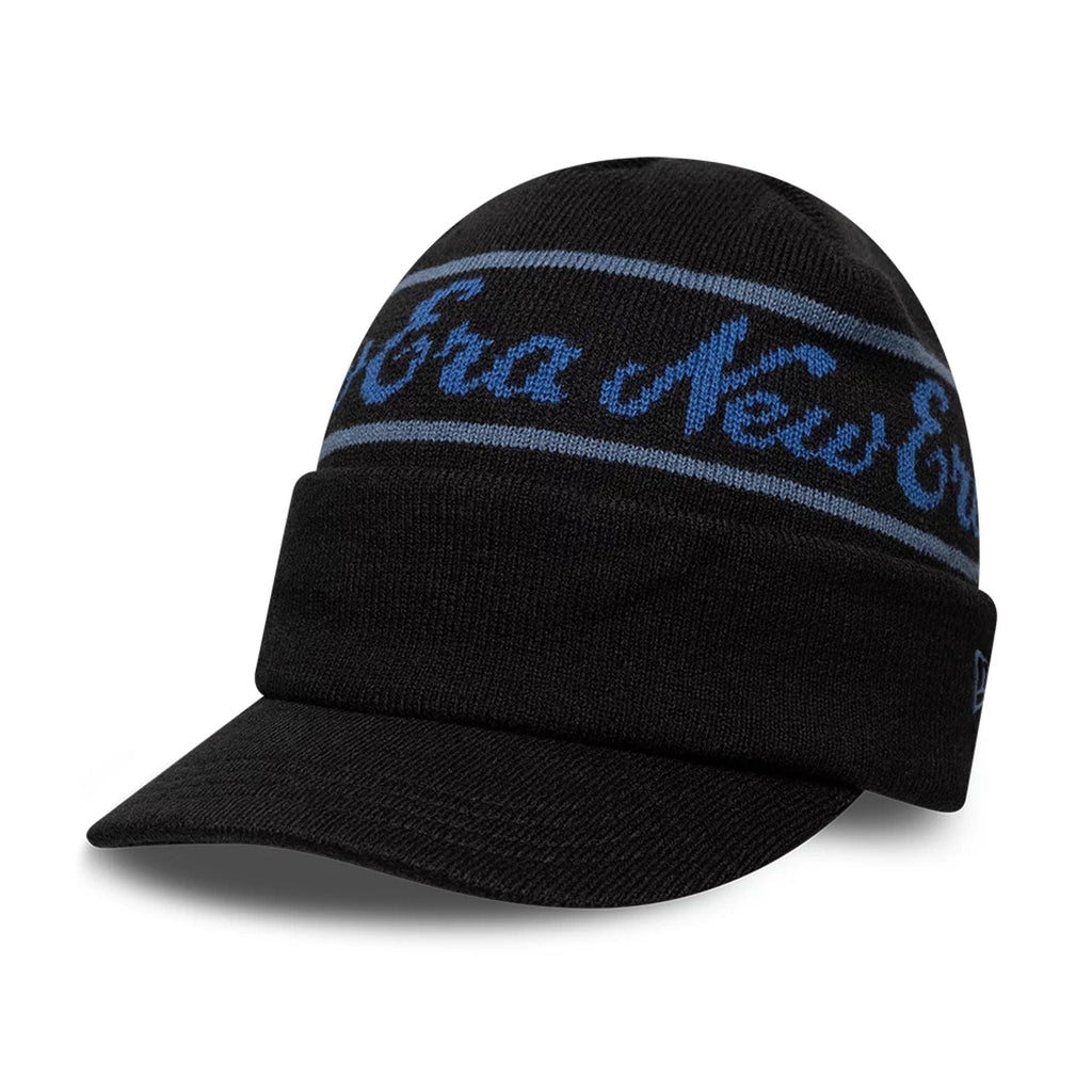 New Era Black Visor Knit Beanie Hat