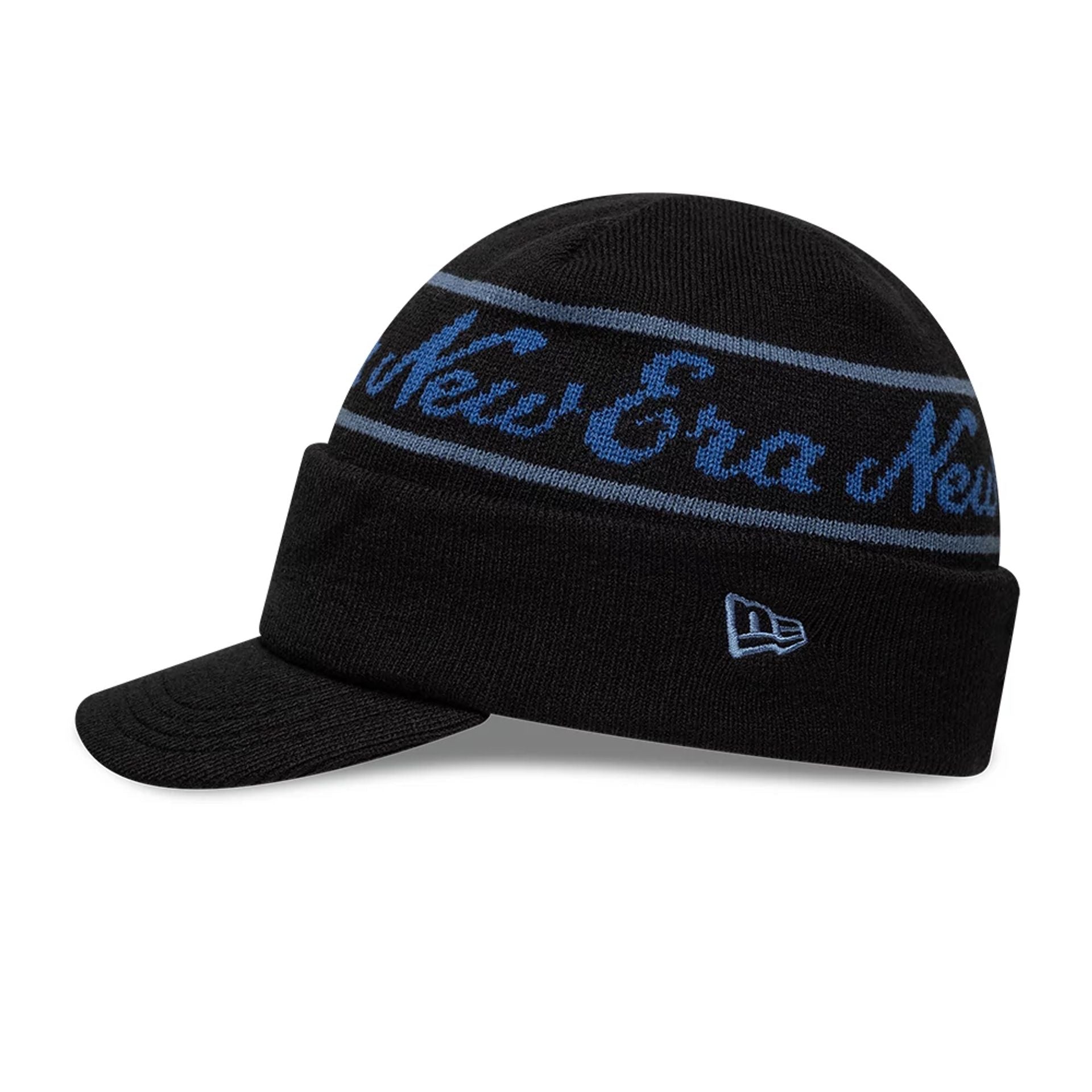 New Era Black Visor Knit Beanie Hat