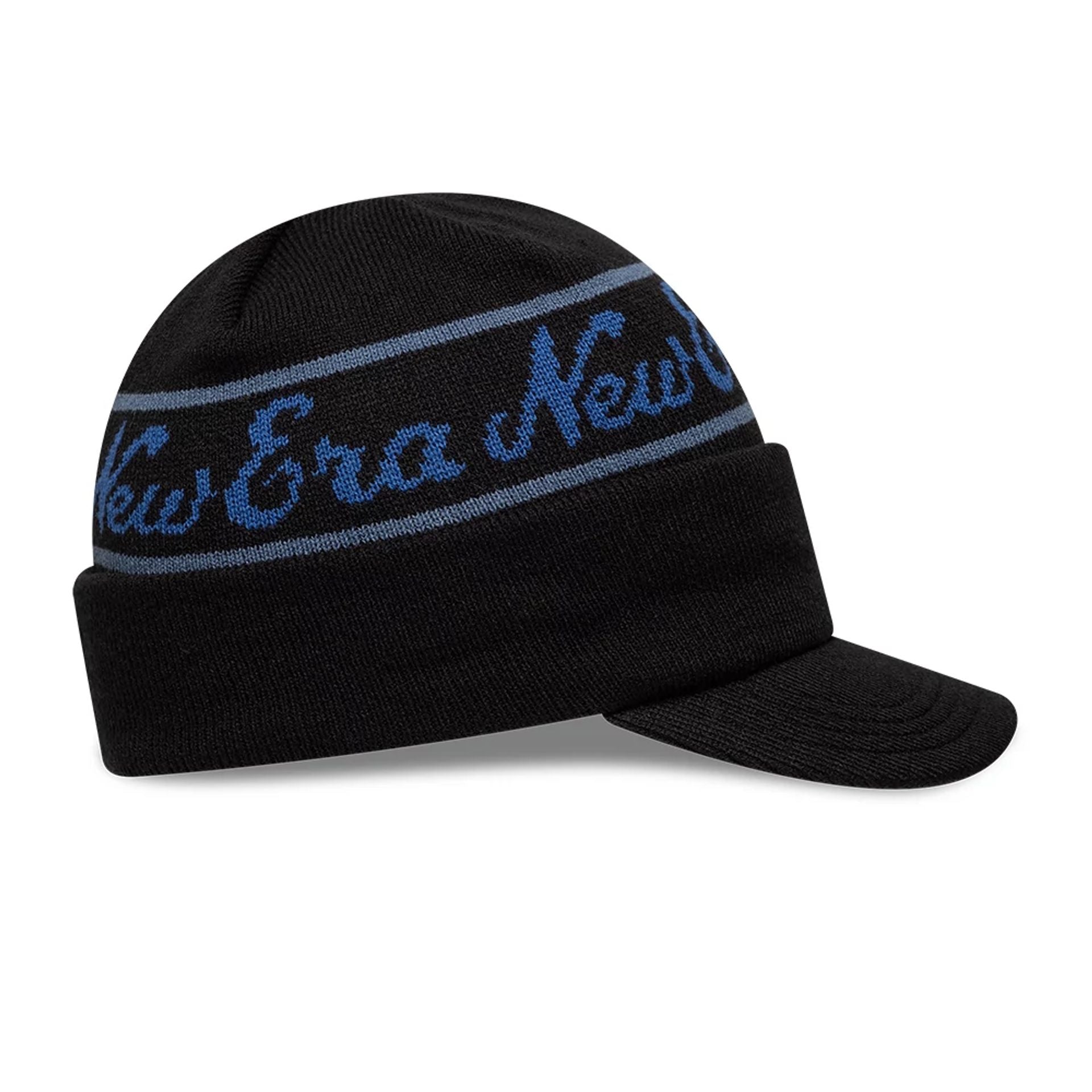 New Era Black Visor Knit Beanie Hat