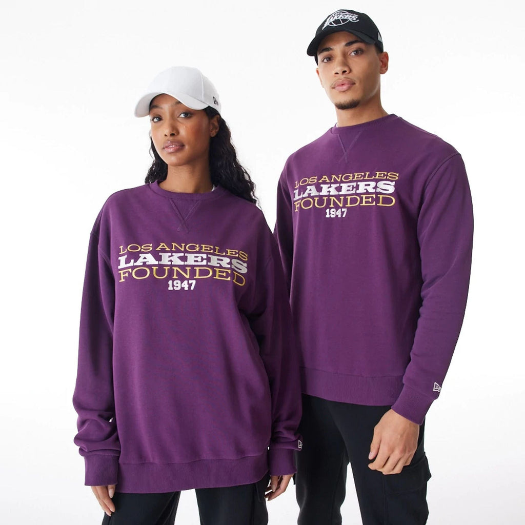 LA Lakers NBA Lifestyle Dark Purple Oversized Crew Neck Sweater