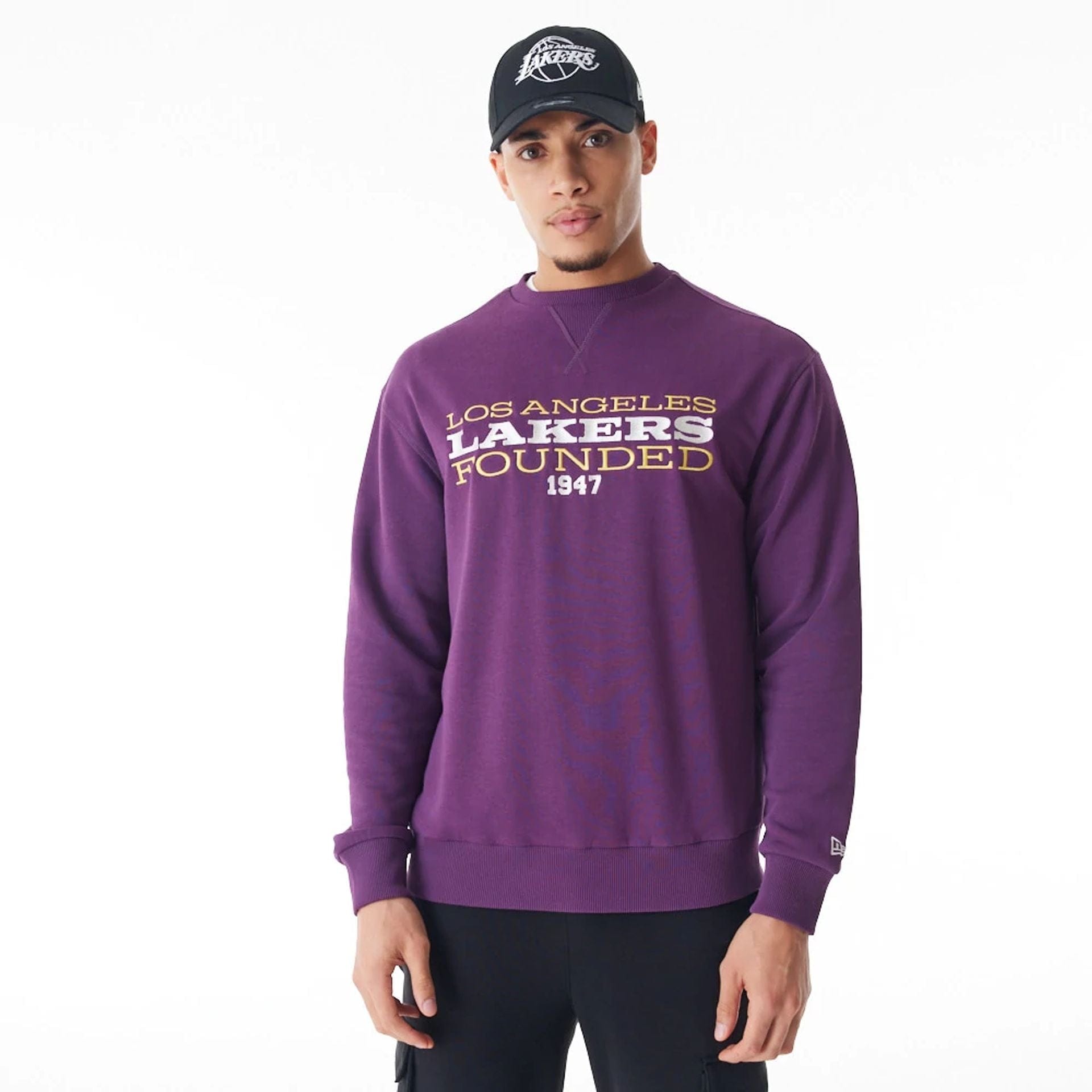 LA Lakers NBA Lifestyle Dark Purple Oversized Crew Neck Sweater
