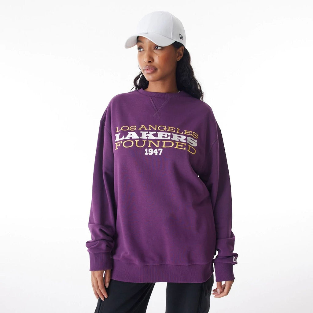 LA Lakers NBA Lifestyle Dark Purple Oversized Crew Neck Sweater