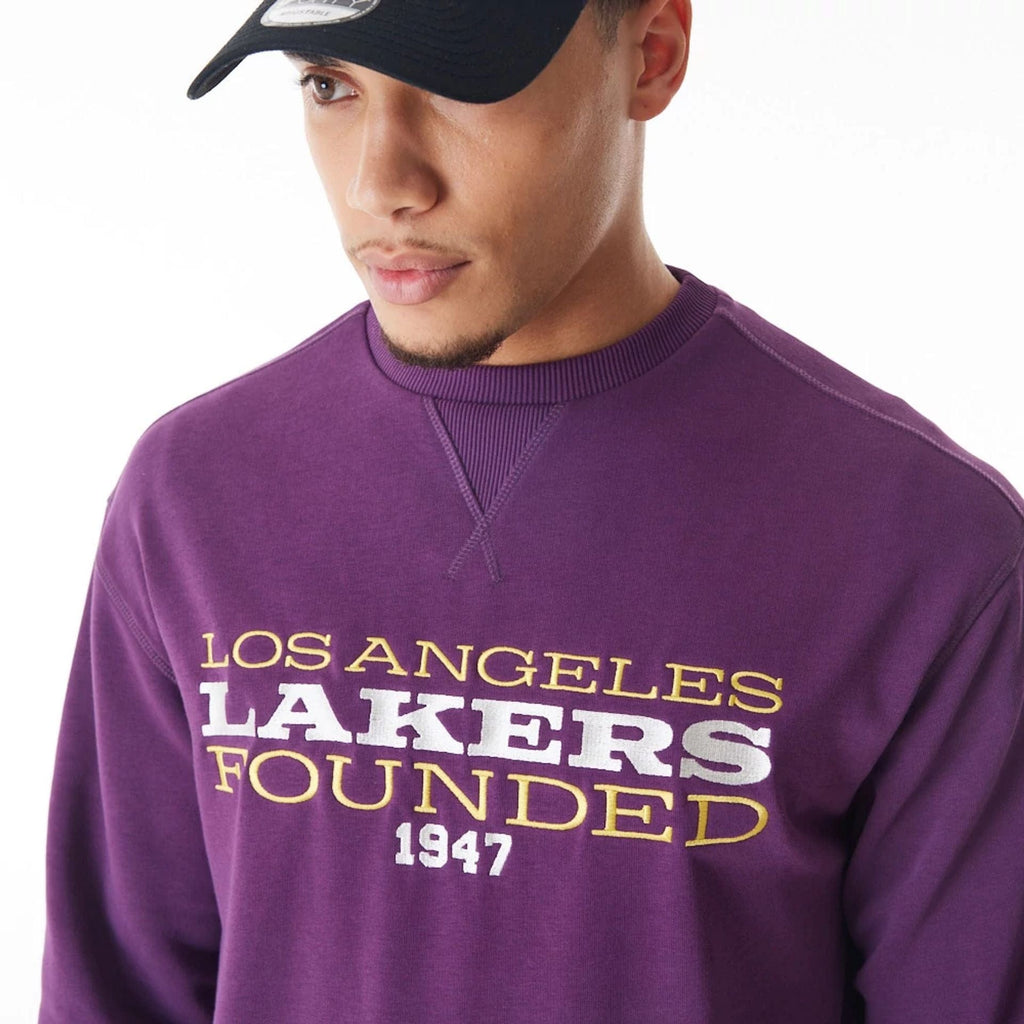 LA Lakers NBA Lifestyle Dark Purple Oversized Crew Neck Sweater