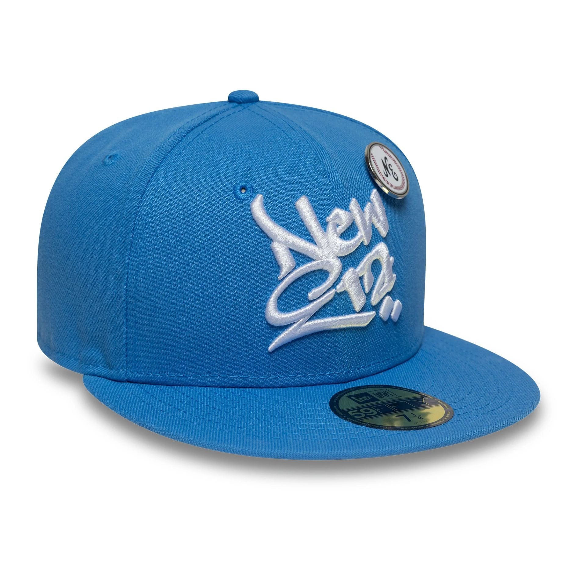 New Era Oversized Script Blue 59FIFTY Fitted Cap