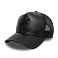 New Era Leather Black 9FORTY A-Frame Trucker Adjustable Cap