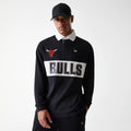 Chicago Bulls NBA Rugby Black Long Sleeve Polo