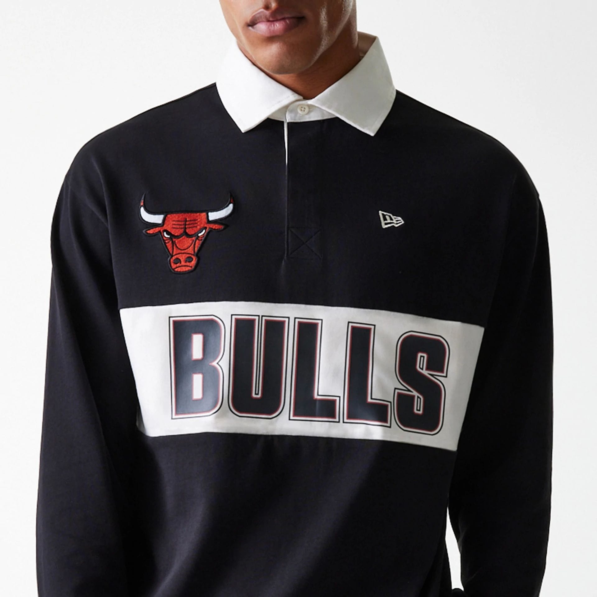 Chicago Bulls NBA Rugby Black Long Sleeve Polo