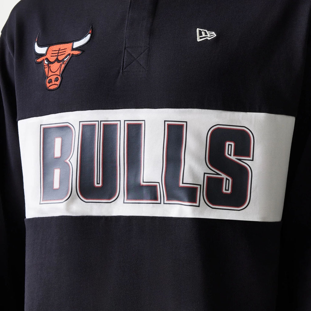 Chicago Bulls NBA Rugby Black Long Sleeve Polo