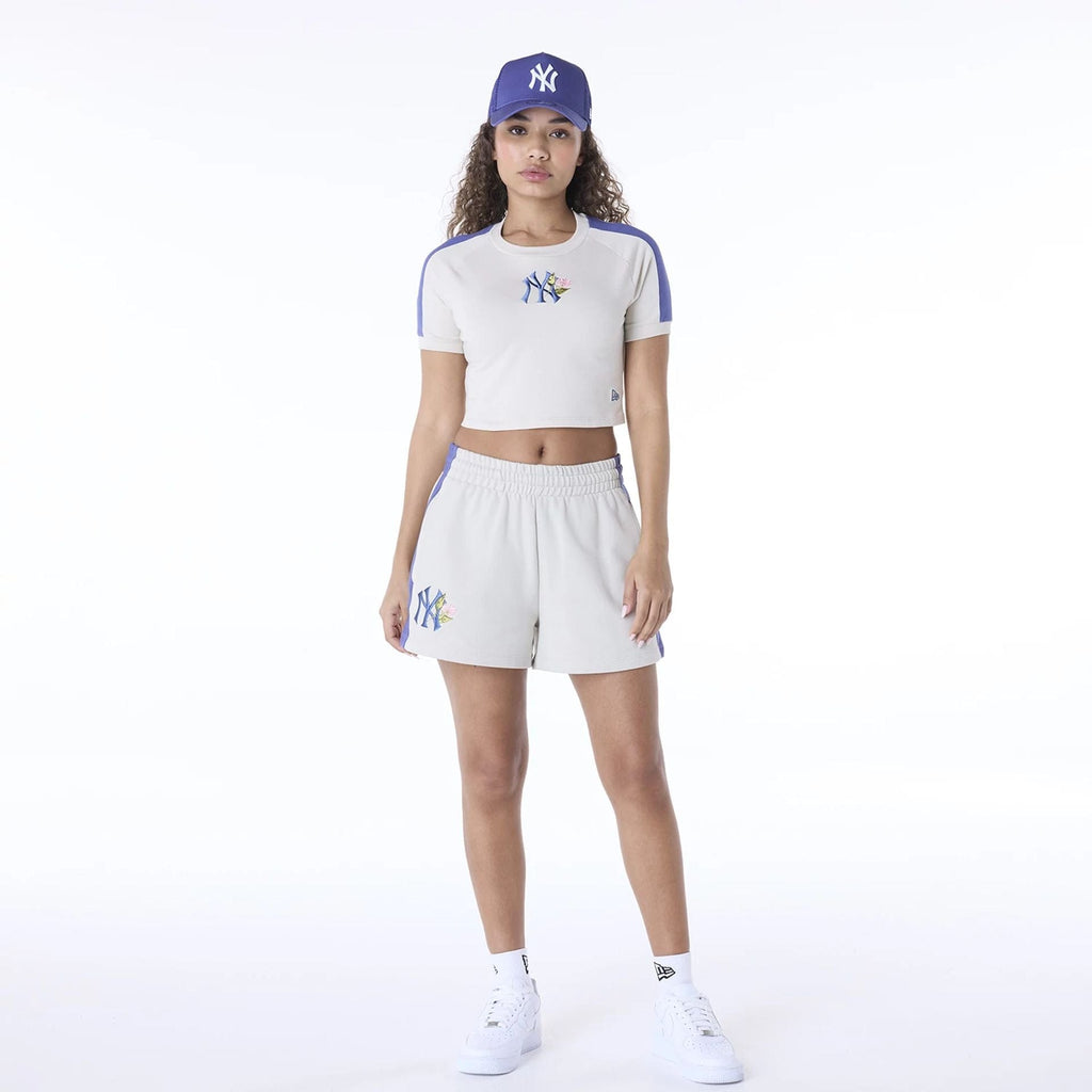 New York Yankees Womens MLB Floral Cream Shorts