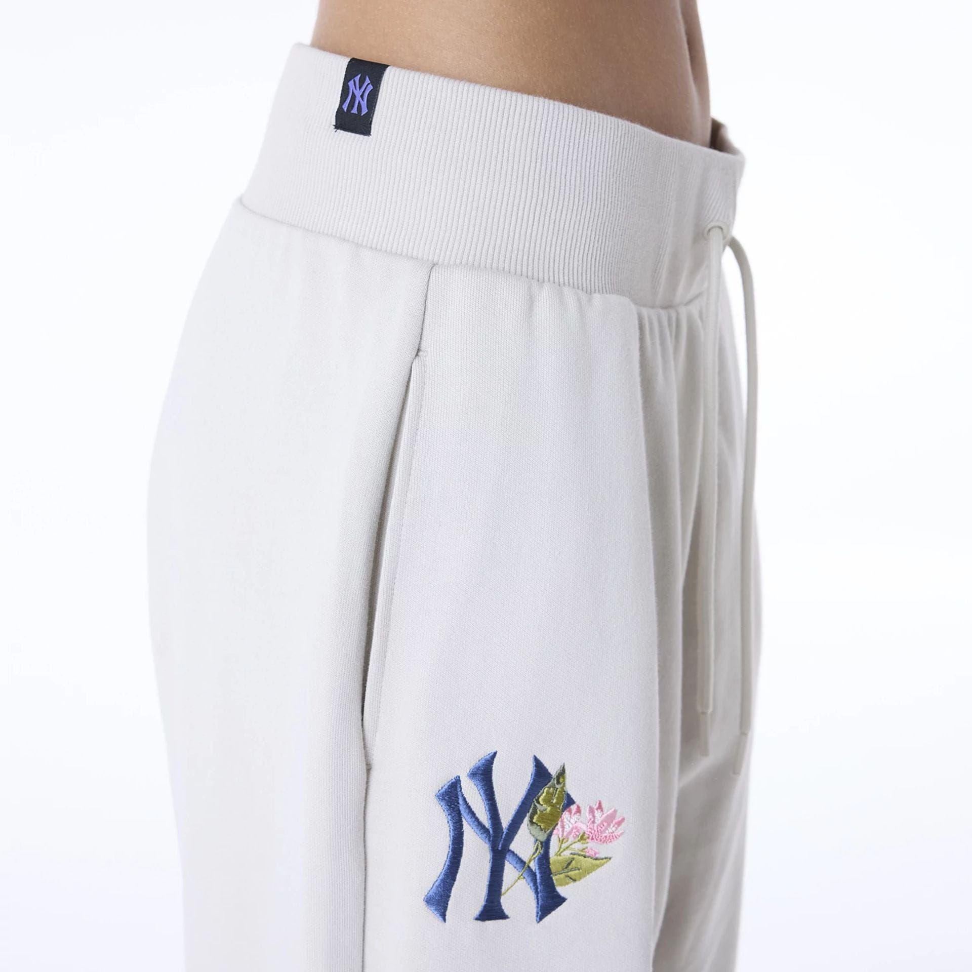 New York Yankees Womens MLB Floral Light Beige Joggers