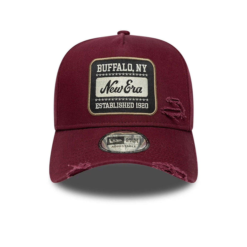 New Era Patch Distressed Dark Red 9FORTY E-Frame Adjustable Cap