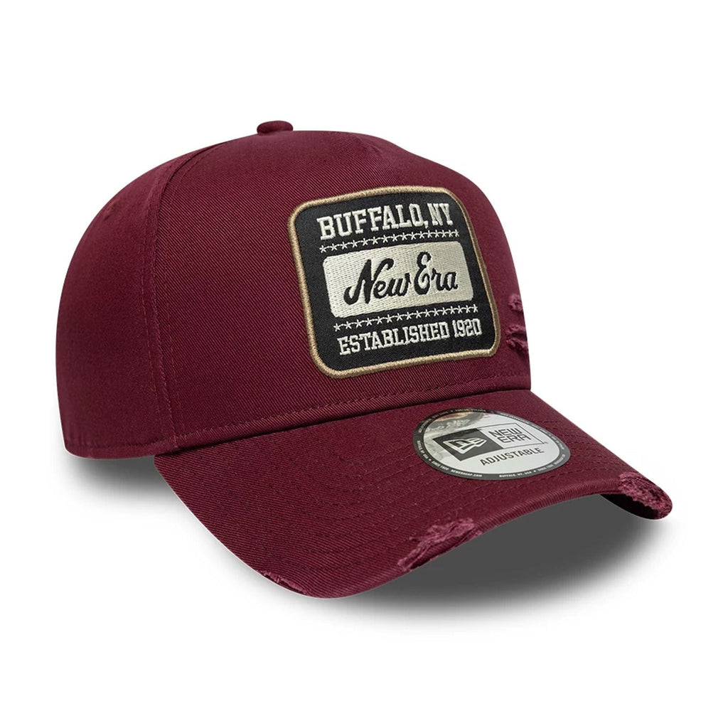 New Era Patch Distressed Dark Red 9FORTY E-Frame Adjustable Cap