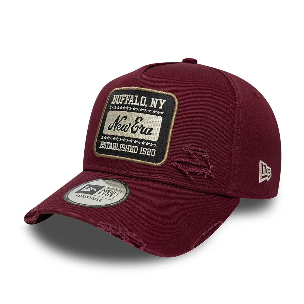 New Era Patch Distressed Dark Red 9FORTY E-Frame Adjustable Cap