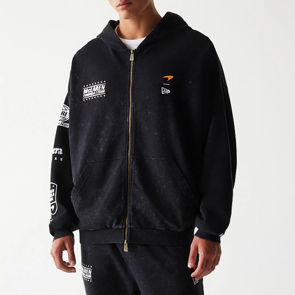 McLaren Racing Graphic Black Full Zip Oversized Hoodie