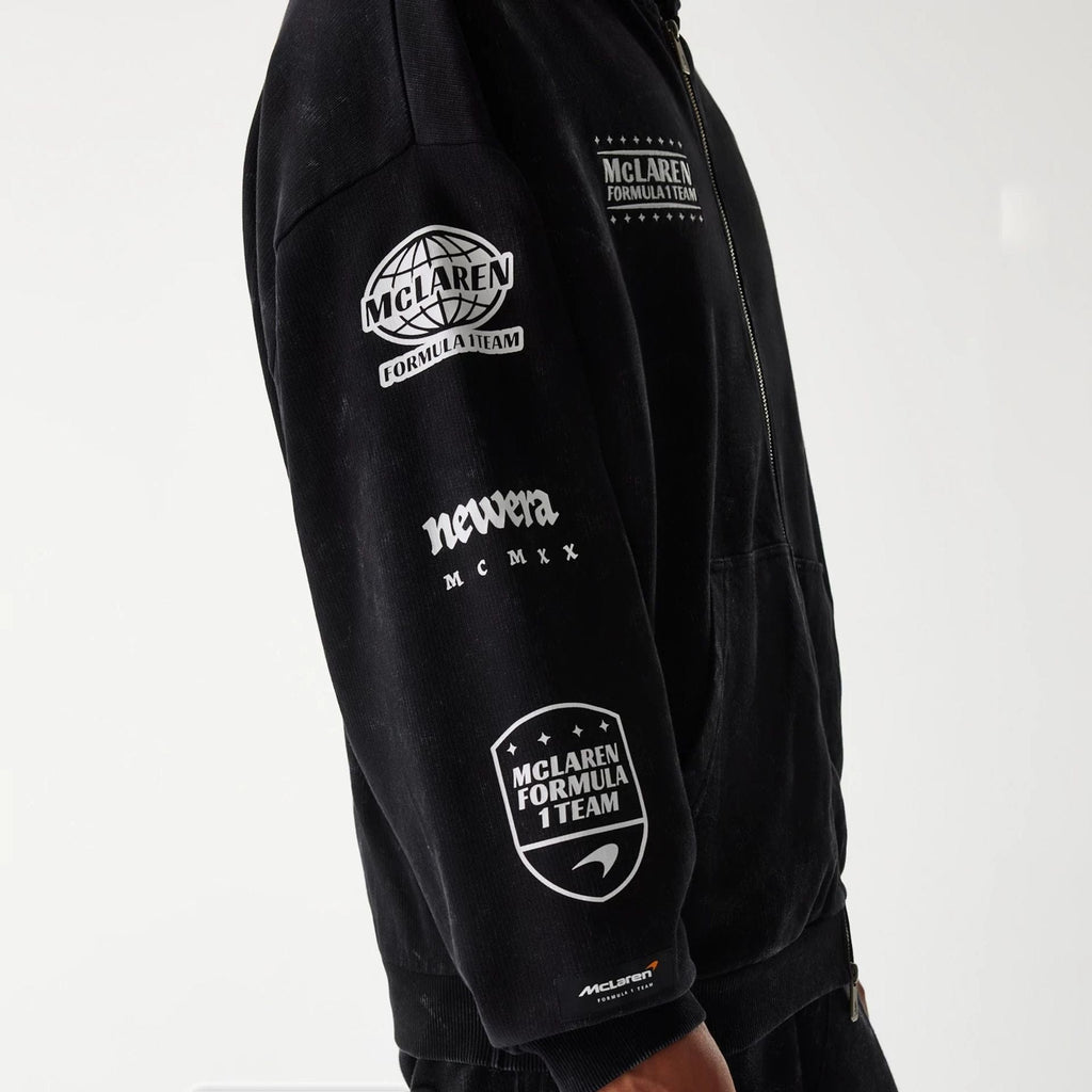 McLaren Racing Graphic Black Full Zip Oversized Hoodie