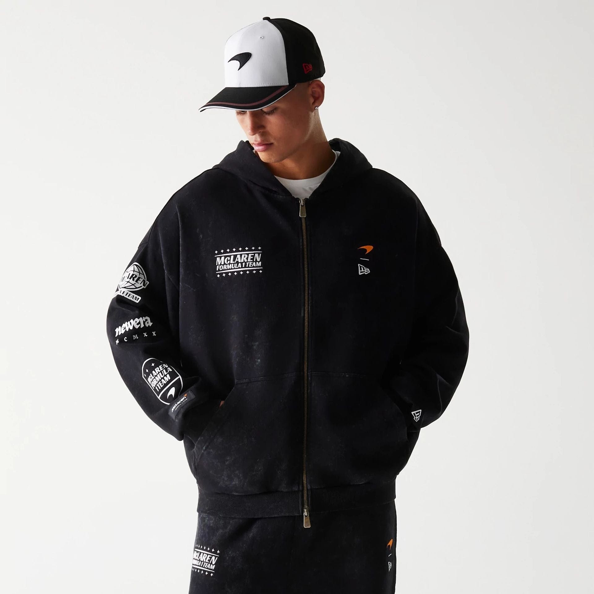 McLaren Racing Graphic Black Full Zip Oversized Hoodie