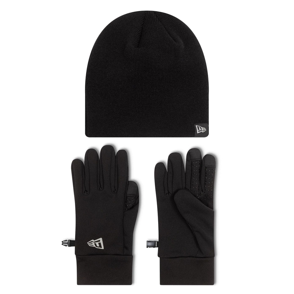 New Era Black Beanie & Gloves Set