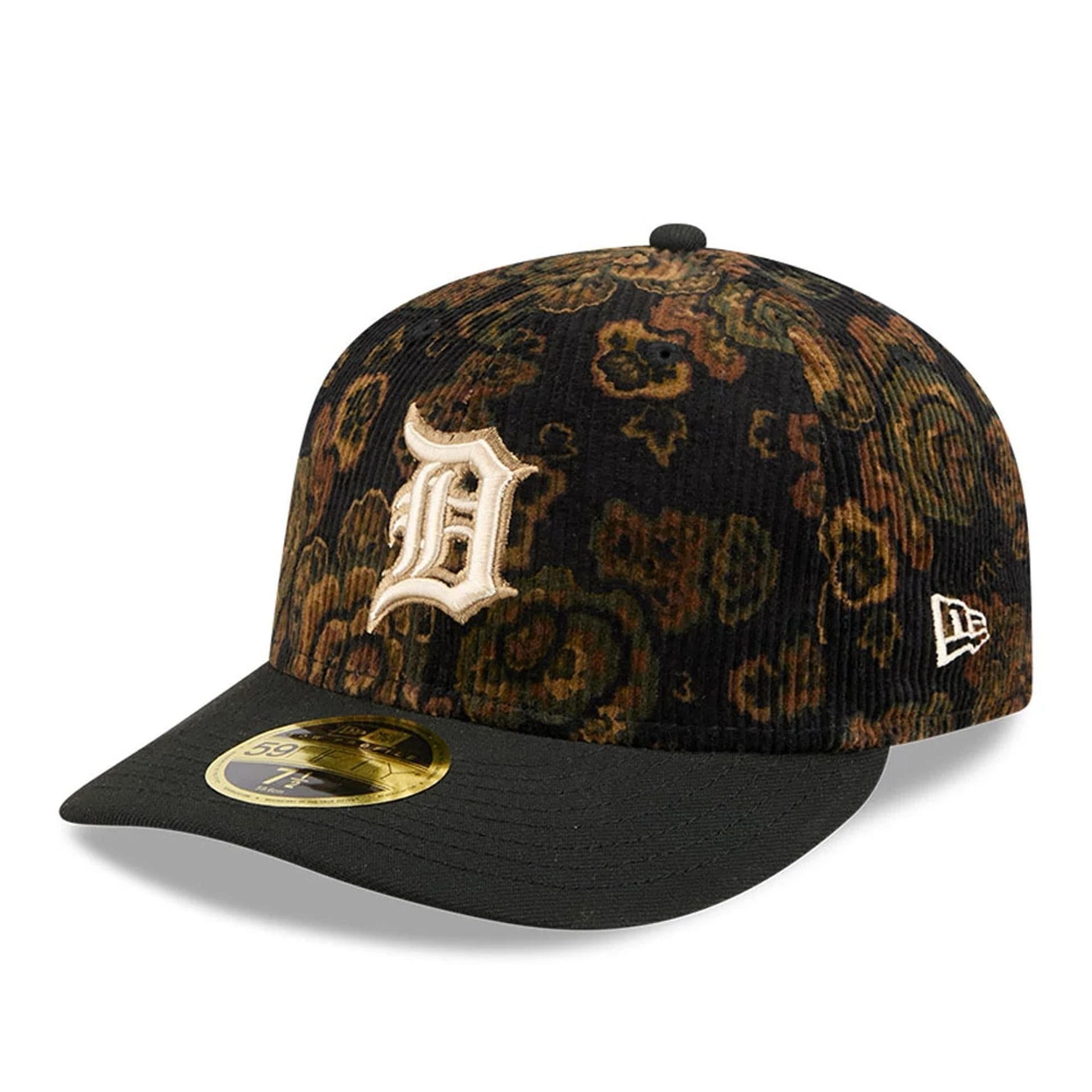 Detroit Tigers Three Looms x MLB Floral Cord Black Low Profile 59FIFTY Fitted Cap