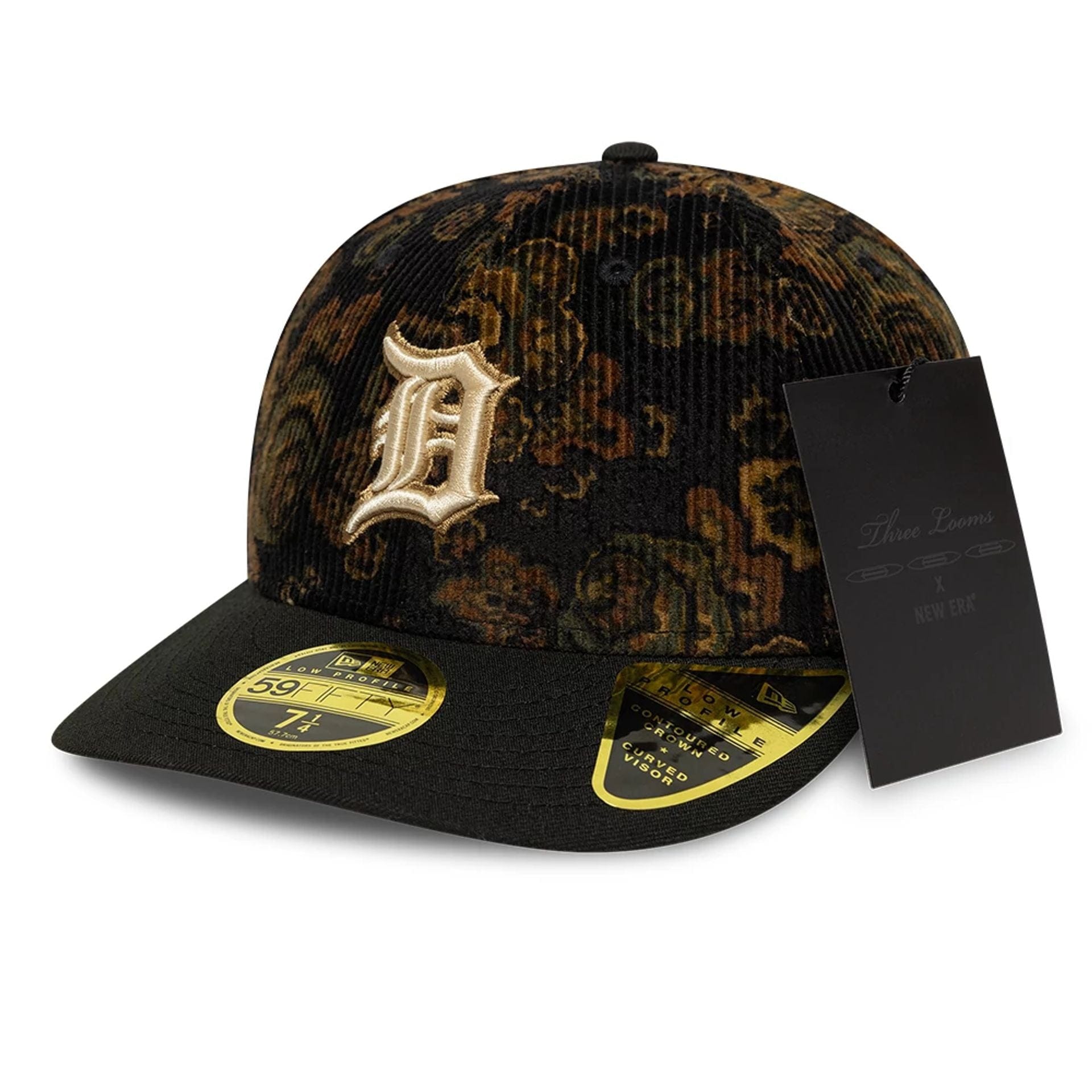 Detroit Tigers Three Looms x MLB Floral Cord Black Low Profile 59FIFTY Fitted Cap
