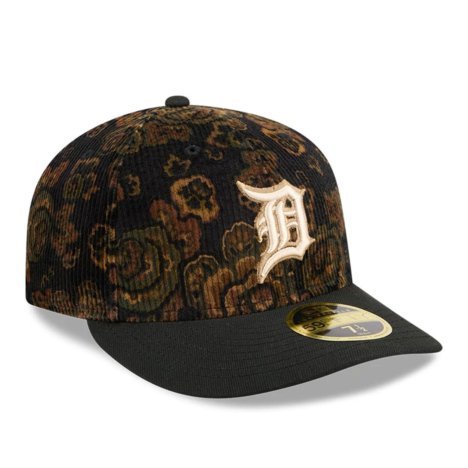 Detroit Tigers Three Looms x MLB Floral Cord Black Low Profile 59FIFTY Fitted Cap