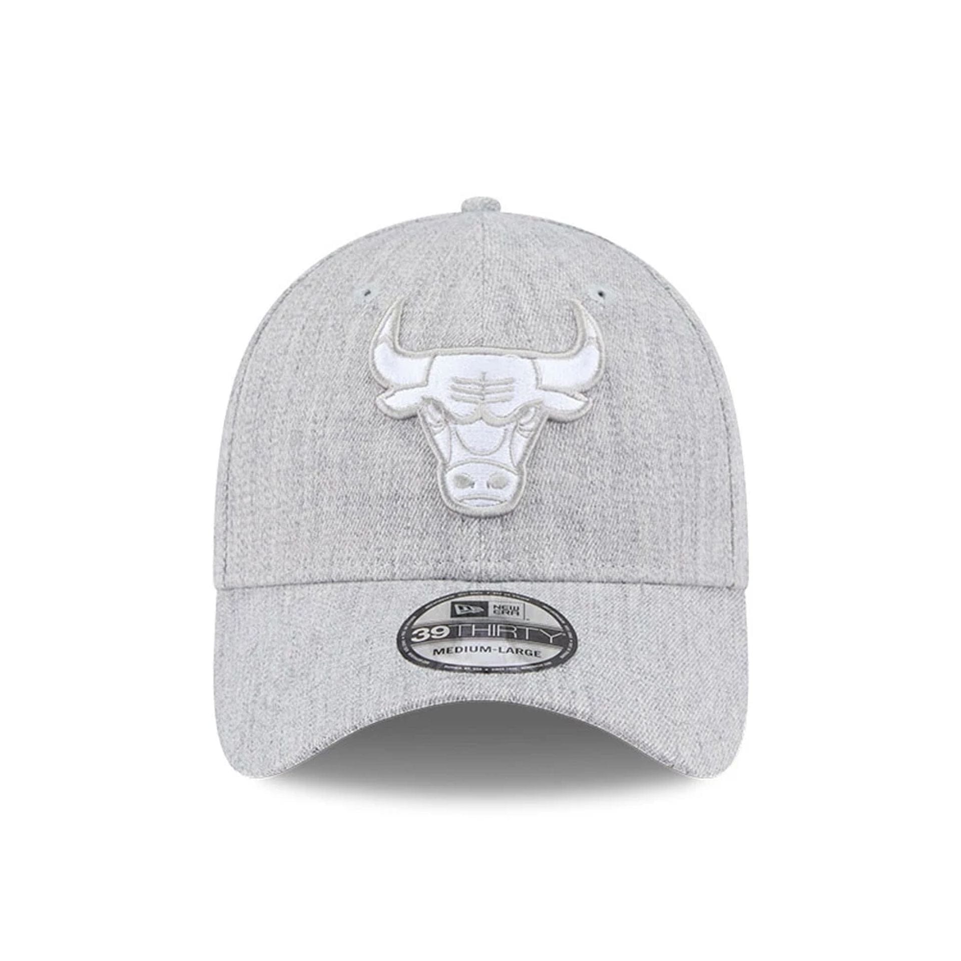 Chicago Bulls NBA Heather Grey 39THIRTY Stretch Fit Cap