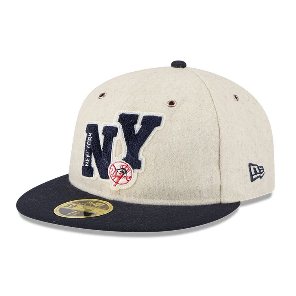 New York Yankees MLB Wool Letterman Beige Retro Crown 59FIFTY Fitted Cap