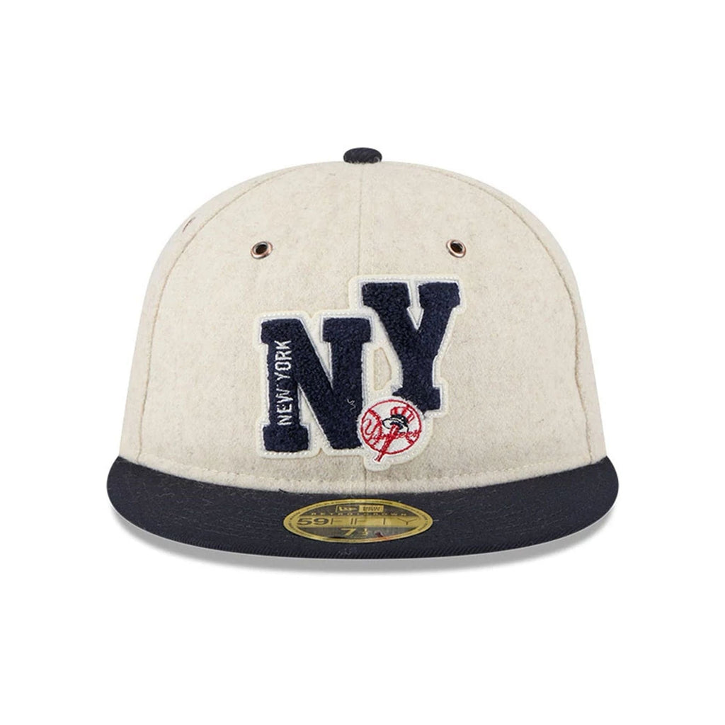New York Yankees MLB Wool Letterman Beige Retro Crown 59FIFTY Fitted Cap