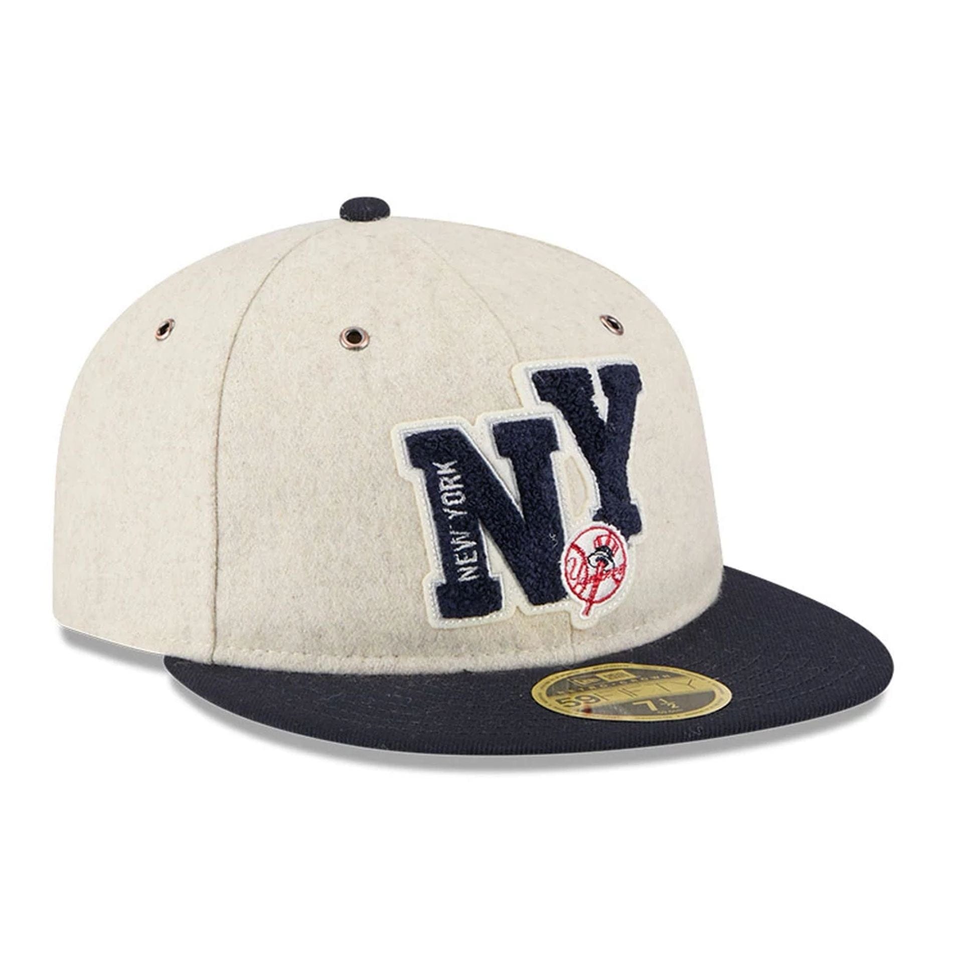 New York Yankees MLB Wool Letterman Beige Retro Crown 59FIFTY Fitted Cap