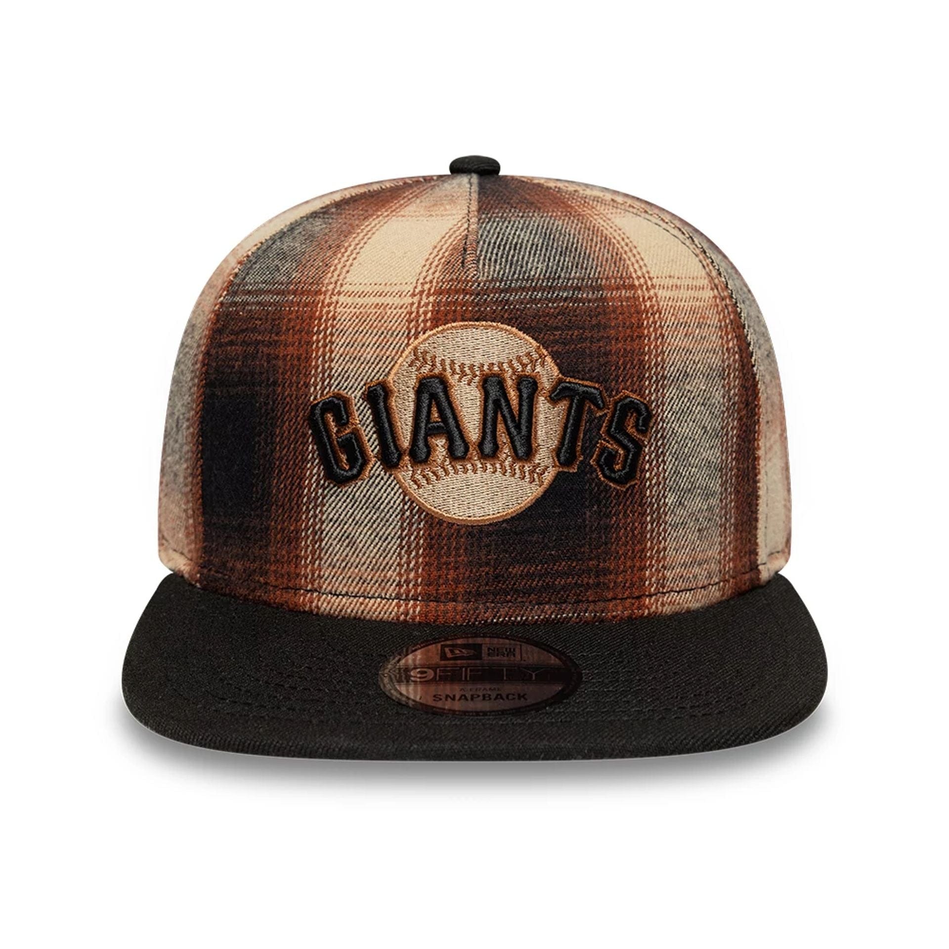 San Francisco Giants MLB Grunge Style Plaid Open Brown 9FIFTY A-Frame Snapback Adjustable Cap