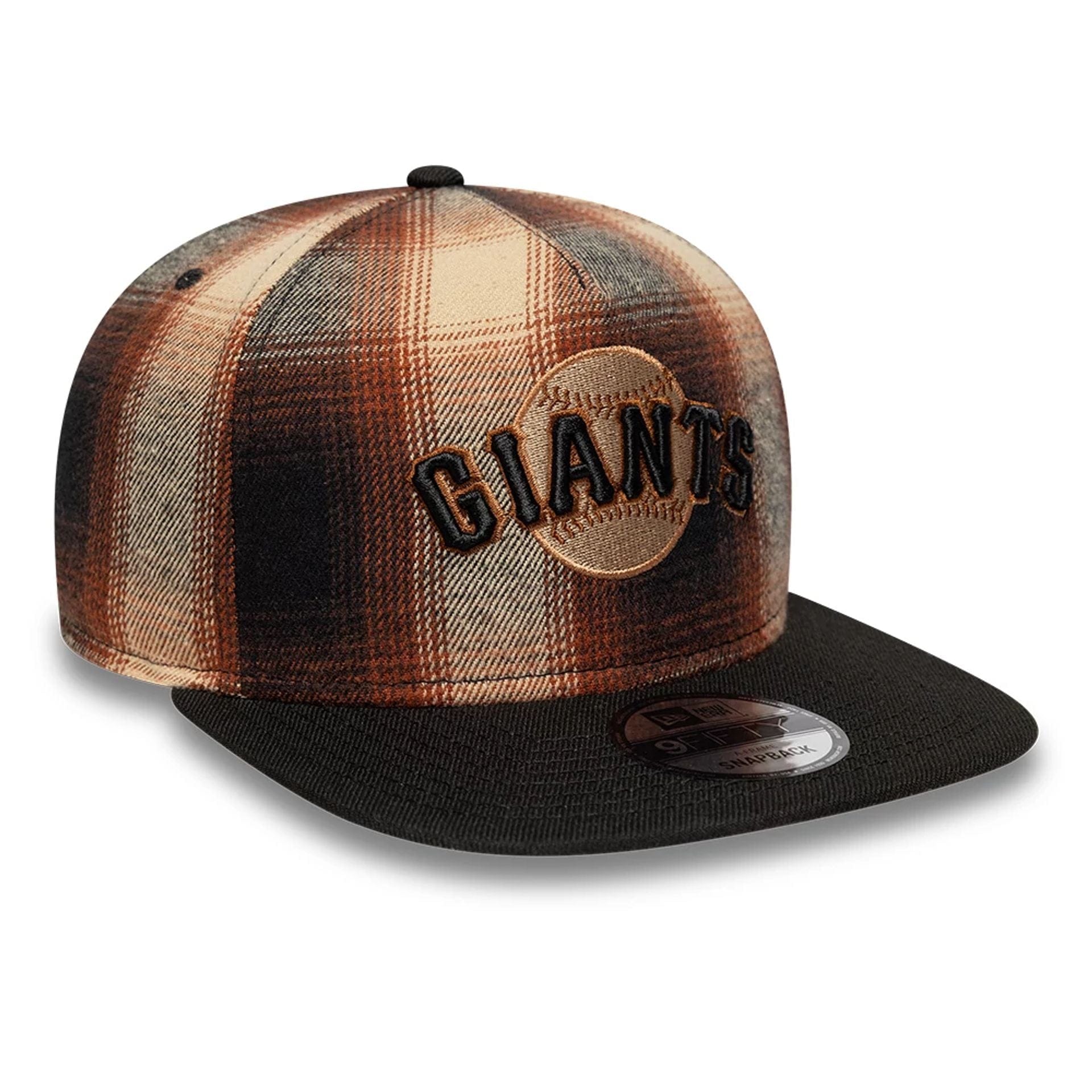 San Francisco Giants MLB Grunge Style Plaid Open Brown 9FIFTY A-Frame Snapback Adjustable Cap