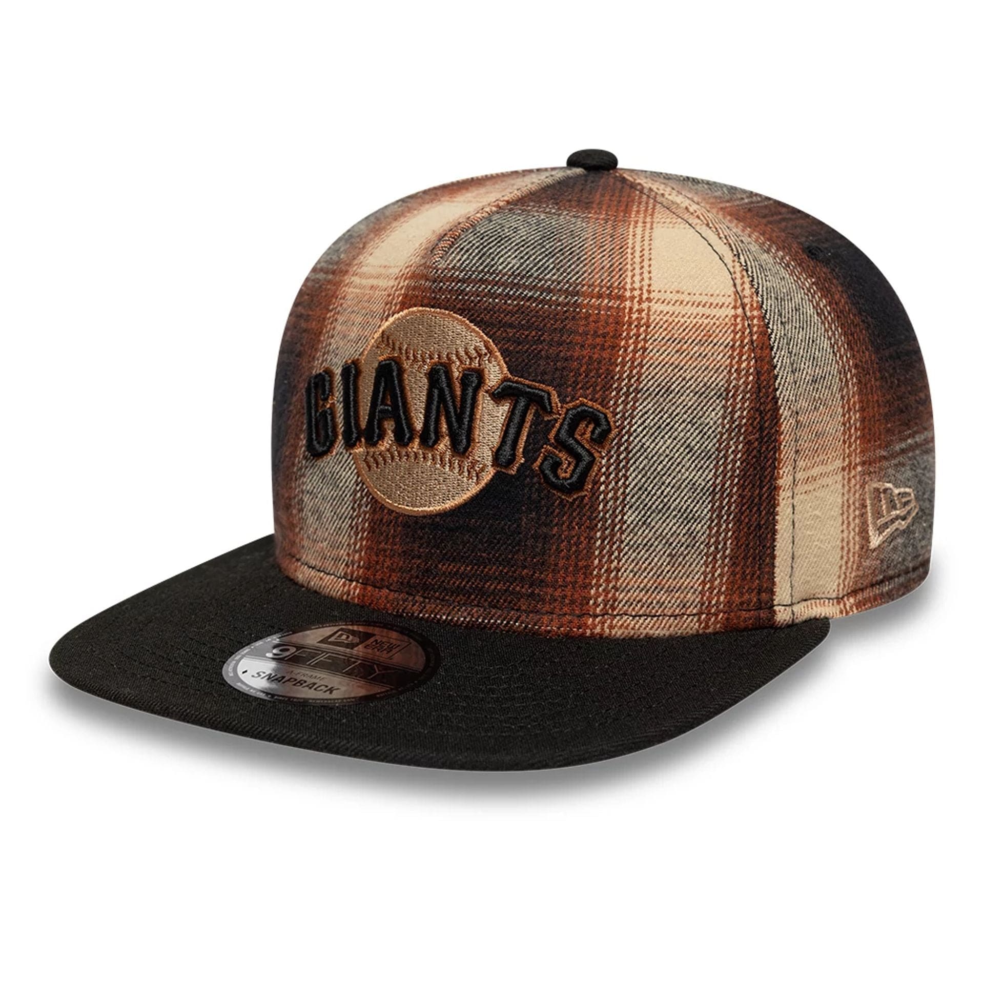 San Francisco Giants MLB Grunge Style Plaid Open Brown 9FIFTY A-Frame Snapback Adjustable Cap