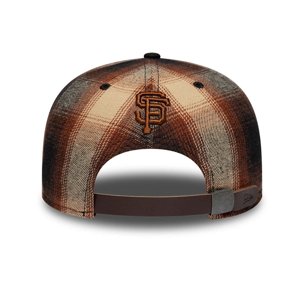 San Francisco Giants MLB Grunge Style Plaid Open Brown 9FIFTY A-Frame Snapback Adjustable Cap