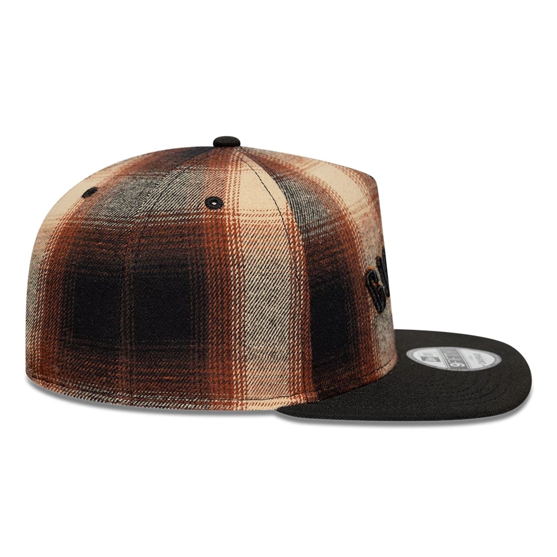 San Francisco Giants MLB Grunge Style Plaid Open Brown 9FIFTY A-Frame Snapback Adjustable Cap
