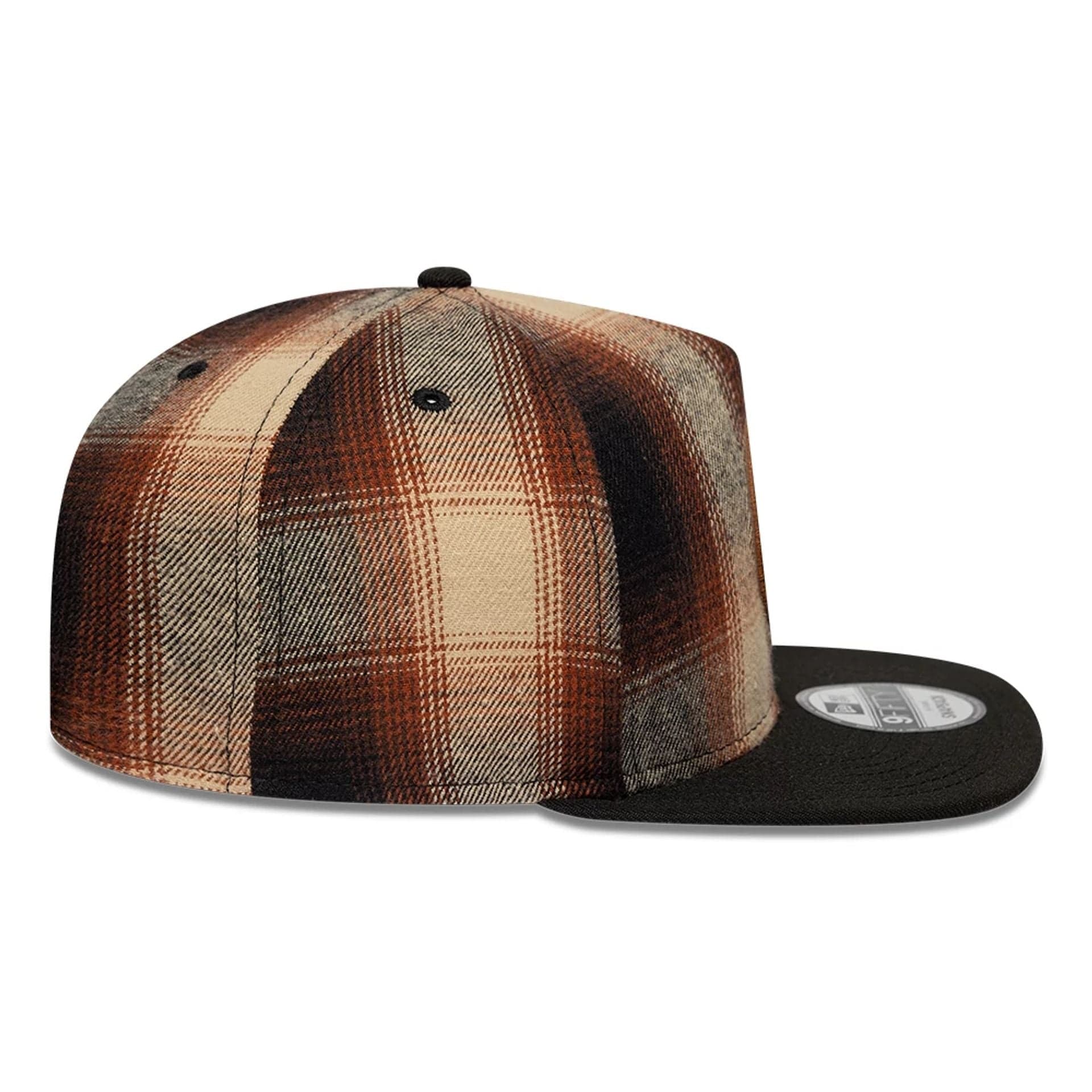 New York Mets MLB Grunge Style Plaid Open Brown 9FIFTY A-Frame Snapback Adjustable Cap