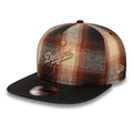 LA Dodgers MLB Grunge Style Plaid Open Brown 9FIFTY A-Frame Snapback Adjustable Cap
