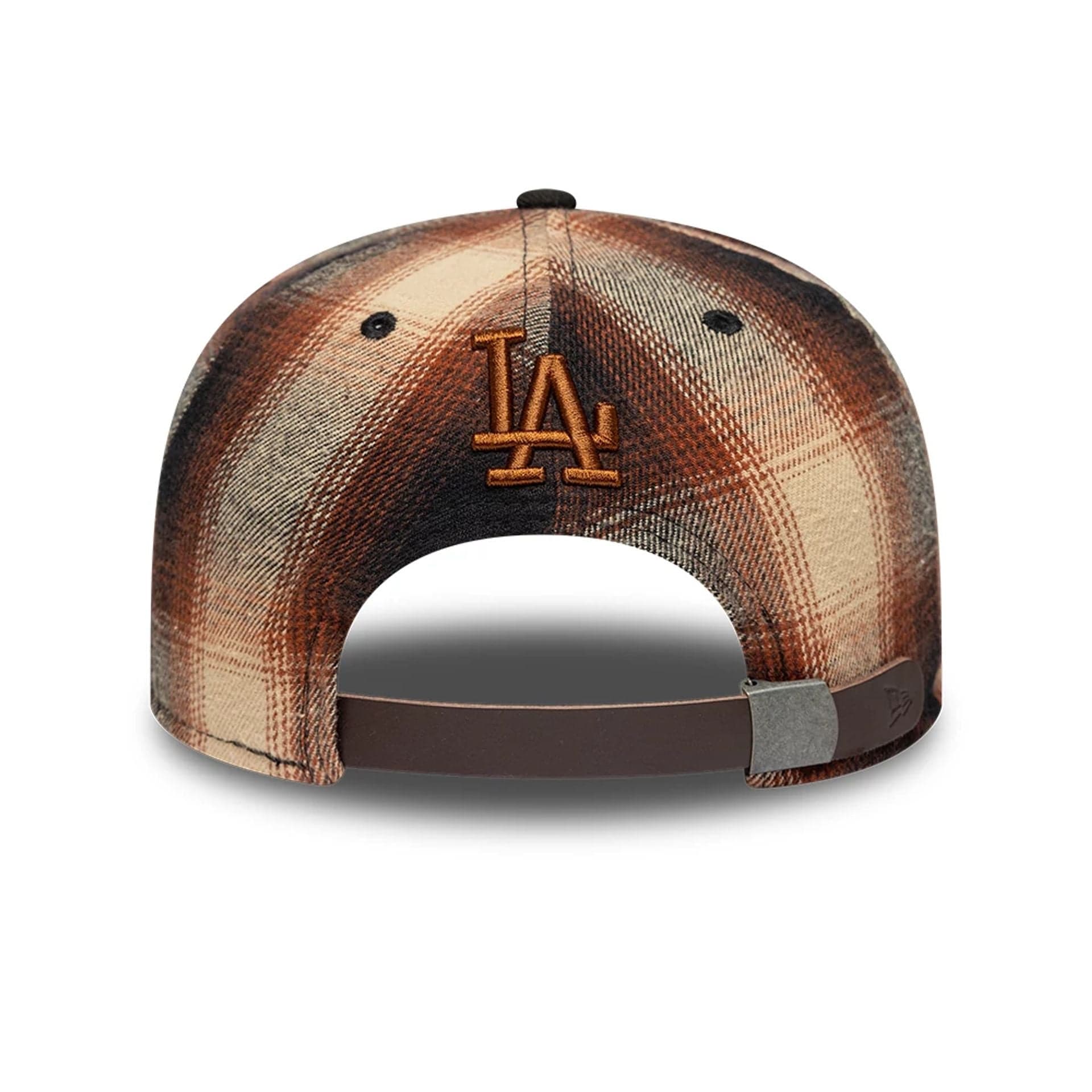 LA Dodgers MLB Grunge Style Plaid Open Brown 9FIFTY A-Frame Snapback Adjustable Cap