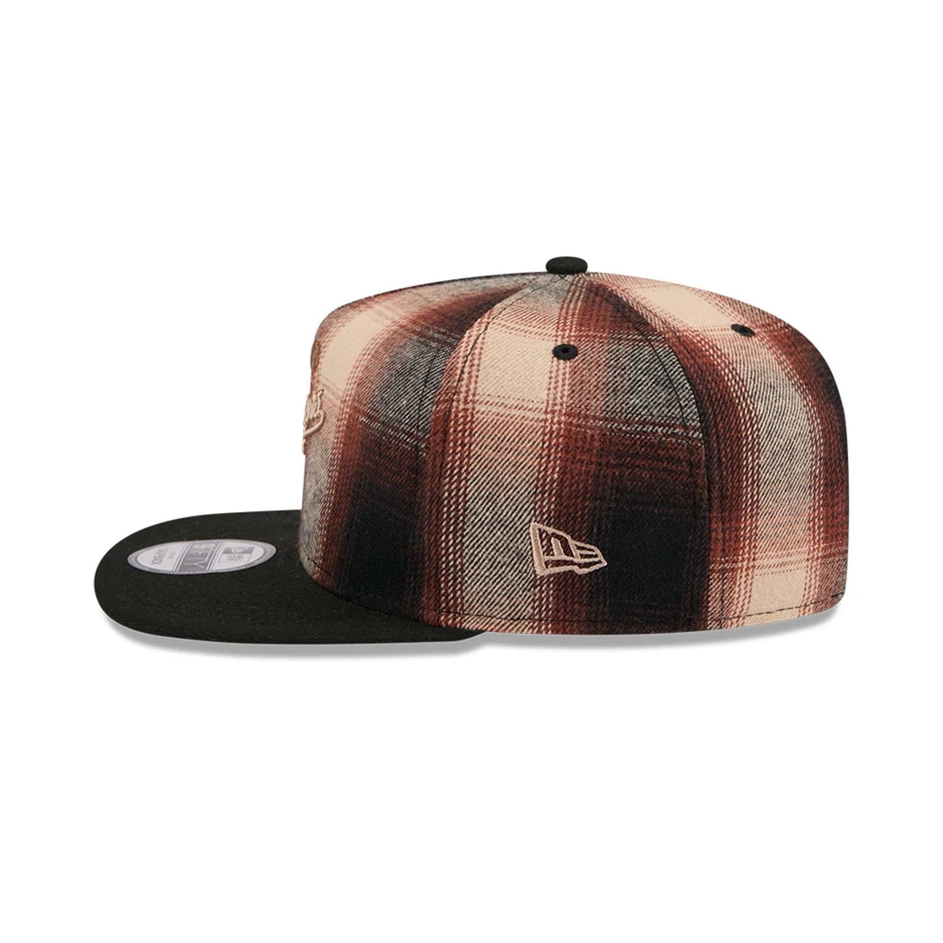 LA Dodgers MLB Grunge Style Plaid Open Brown 9FIFTY A-Frame Snapback Adjustable Cap