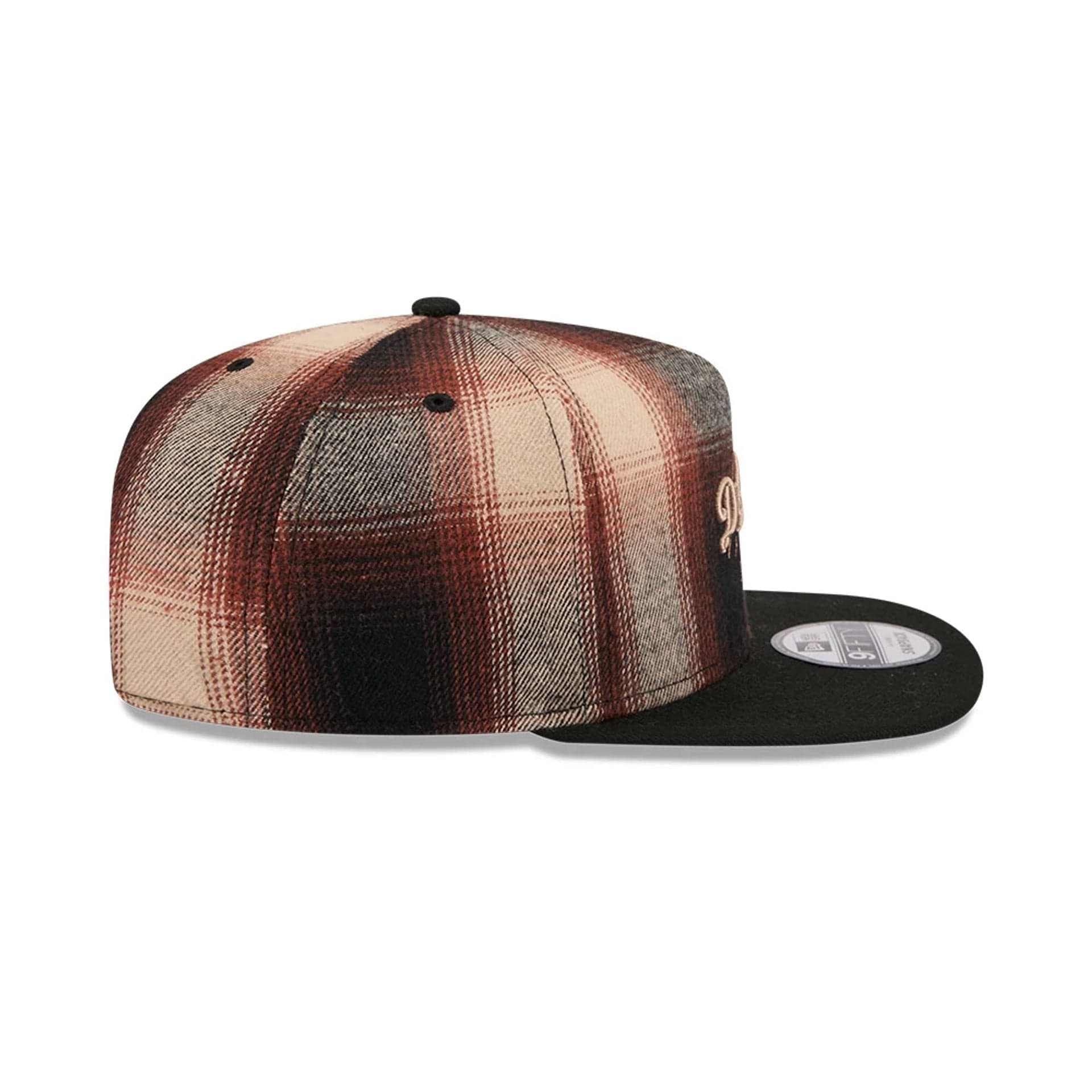 LA Dodgers MLB Grunge Style Plaid Open Brown 9FIFTY A-Frame Snapback Adjustable Cap