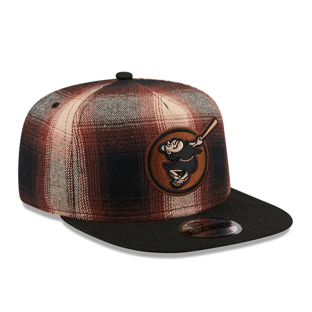 San Diego Padres MLB Grunge Style Plaid Open Brown 9FIFTY A-Frame Snapback Adjustable Cap