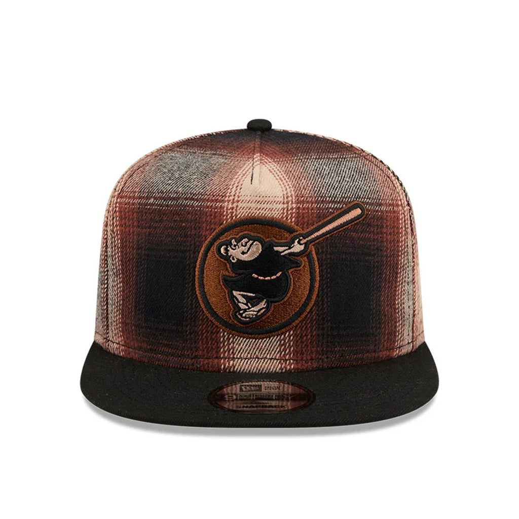 San Diego Padres MLB Grunge Style Plaid Open Brown 9FIFTY A-Frame Snapback Adjustable Cap
