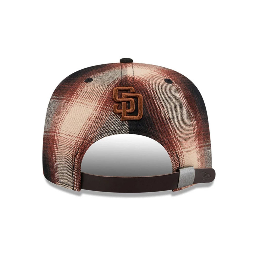 San Diego Padres MLB Grunge Style Plaid Open Brown 9FIFTY A-Frame Snapback Adjustable Cap