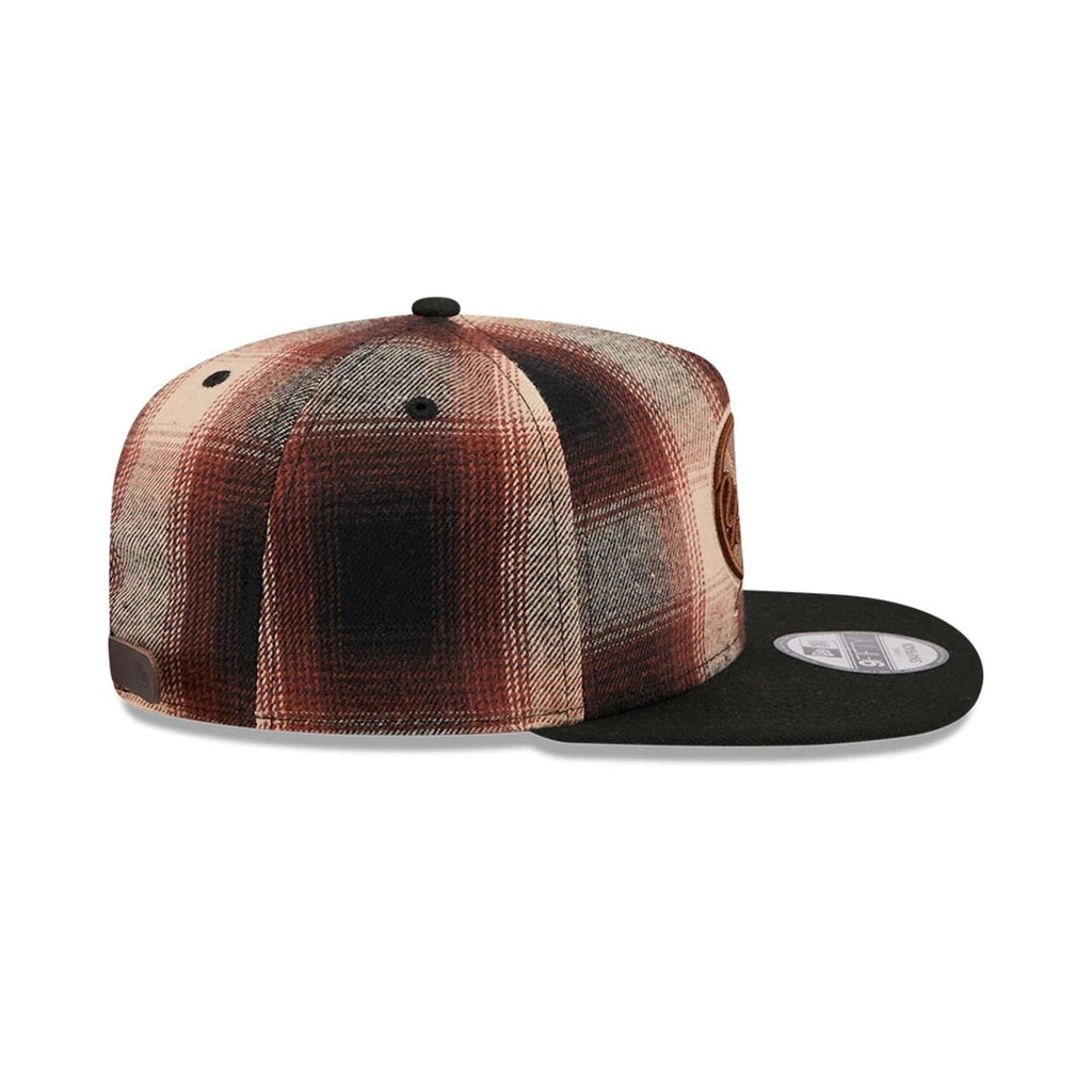 New York Yankees MLB Grunge Style Plaid Open Brown 9FIFTY A-Frame Snapback Adjustable Cap