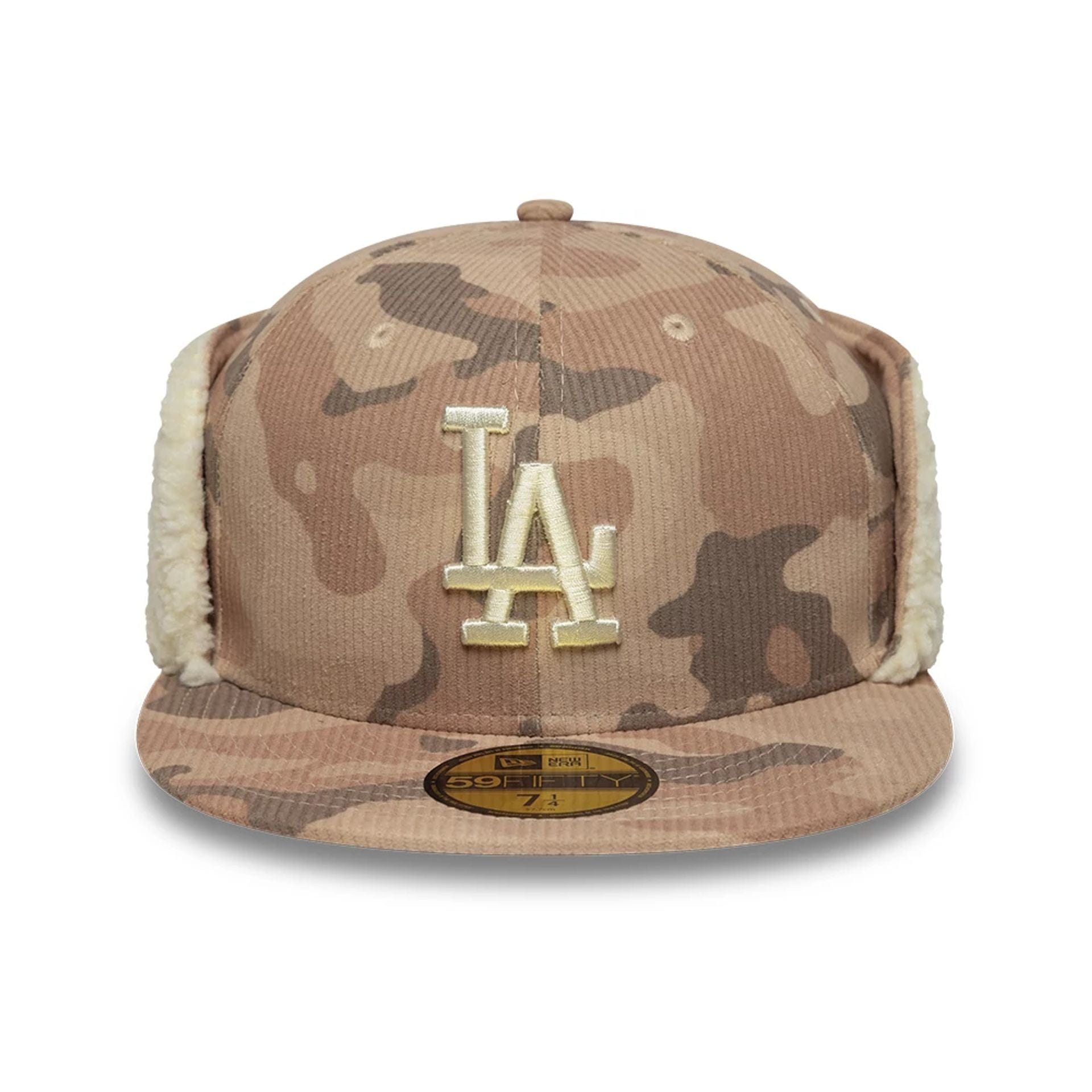 LA Dodgers MLB Cord Light Beige Downflap 59FIFTY Fitted Cap