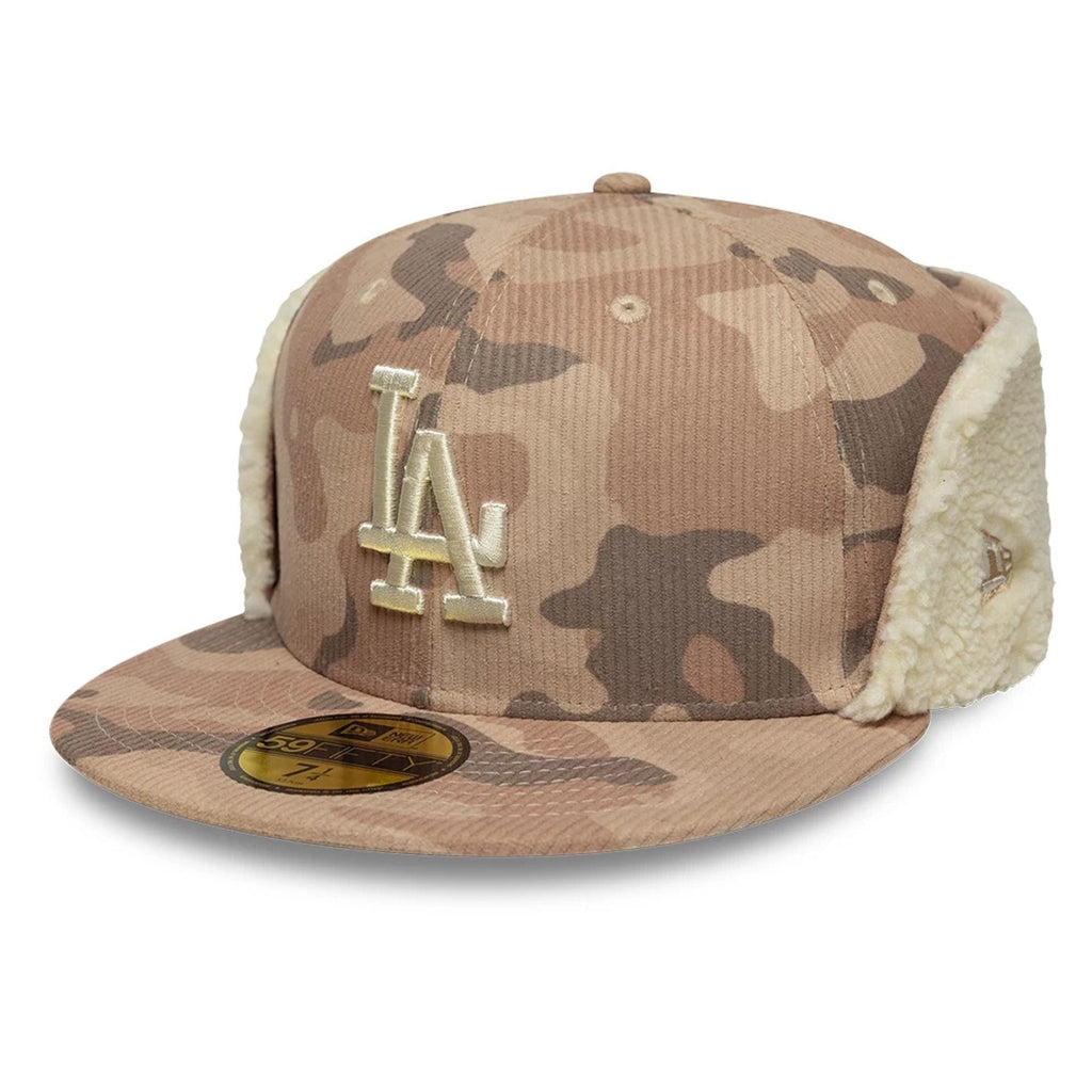LA Dodgers MLB Cord Light Beige Downflap 59FIFTY Fitted Cap
