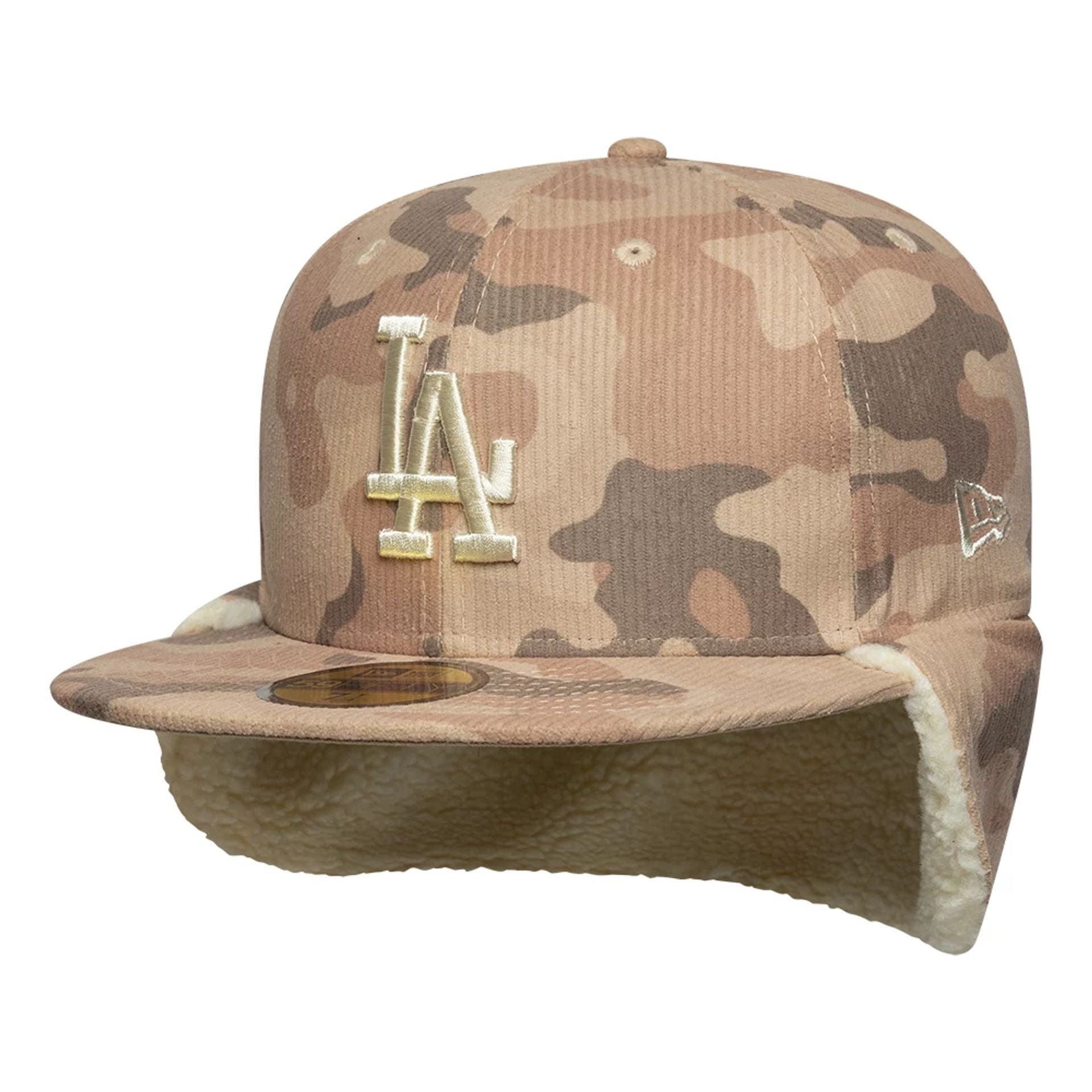 LA Dodgers MLB Cord Light Beige Downflap 59FIFTY Fitted Cap