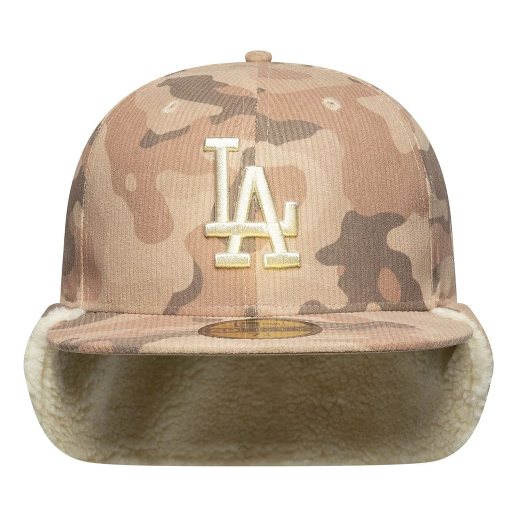 LA Dodgers MLB Cord Light Beige Downflap 59FIFTY Fitted Cap